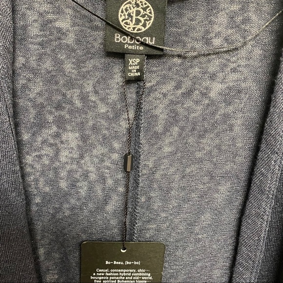 Bobeau | Solid Open Front Dolman Slub Cardigan XSP - Picture 3 of 6